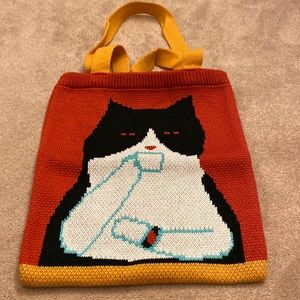 Designer Cat Knitted Tote Bag